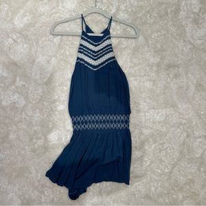 Abercrombie Crochet Romper - Blue and White - Size Medium